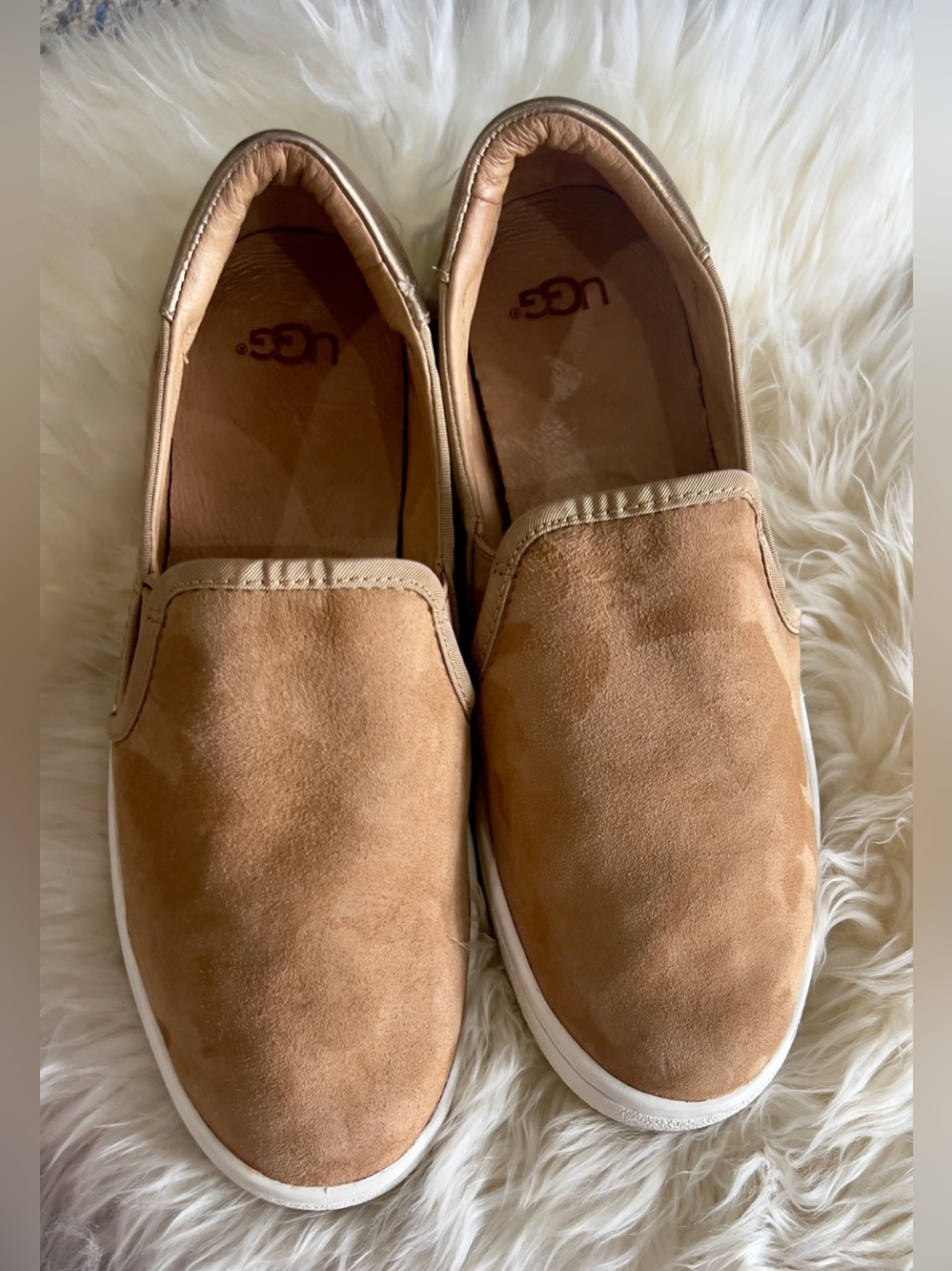 UGG Tan Suede Slip-On Sneakers